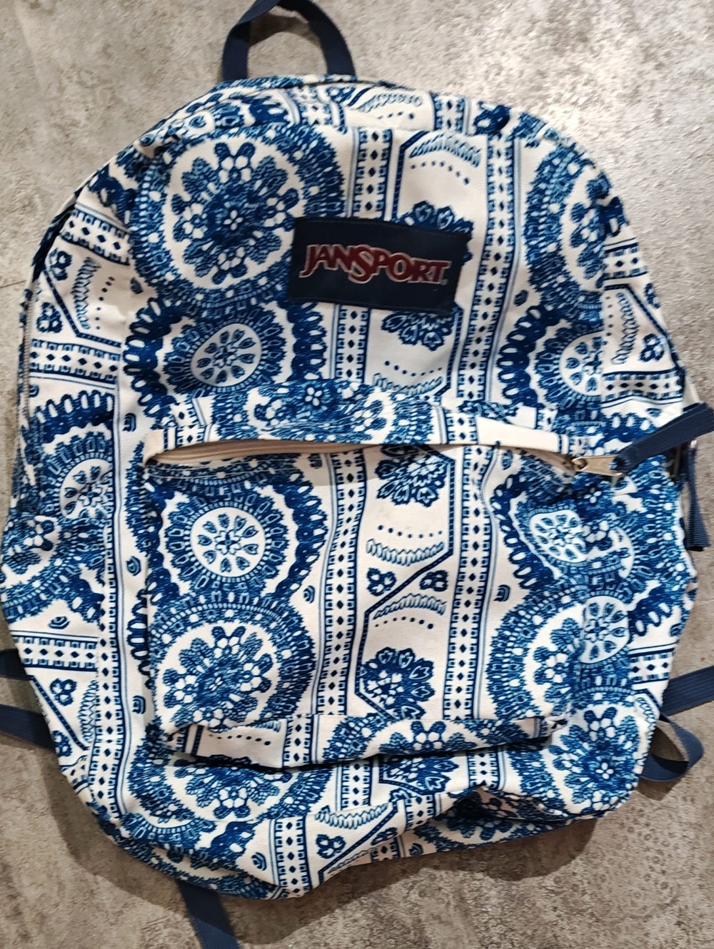 Jansport White and Blue Medallion Print Backpack